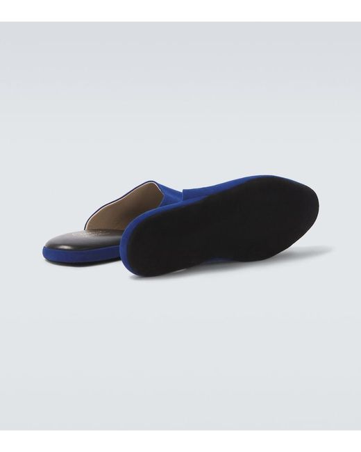 Charvet Blue Suede Slippers for men