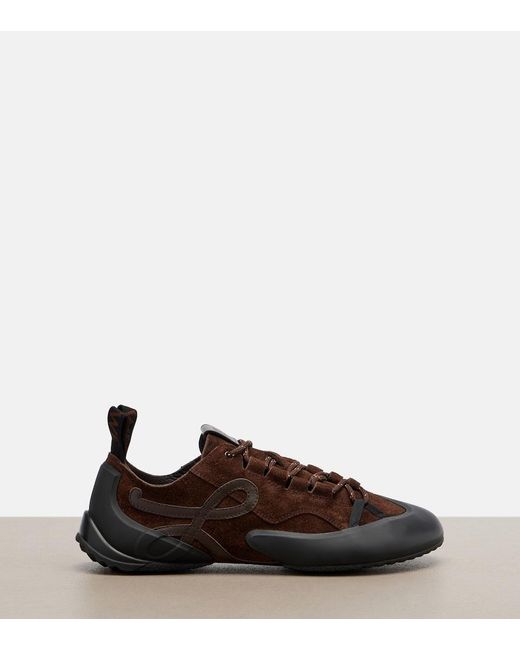 Loewe Brown Grip Anagram Suede Sneakers