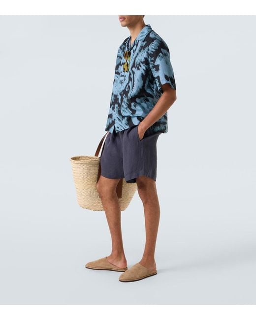 Commas Blue Printed Cotton And Silk Twill Shirt for men