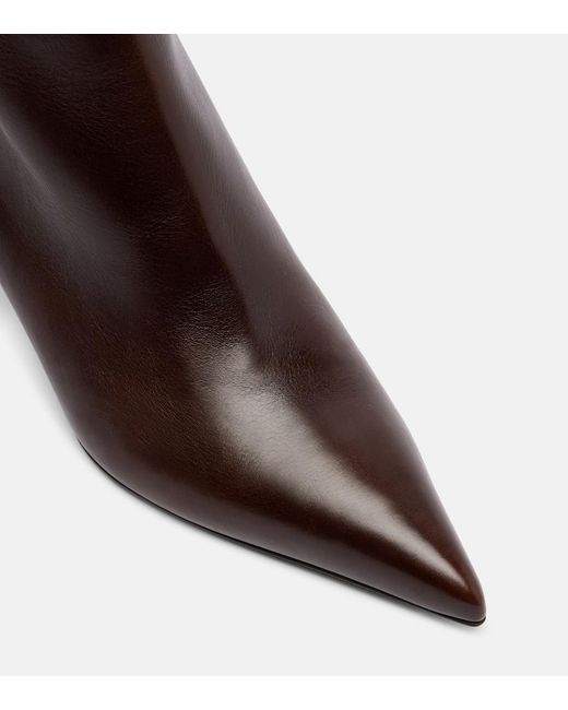 Khaite Brown Bella 55 Leather Ankle Boots