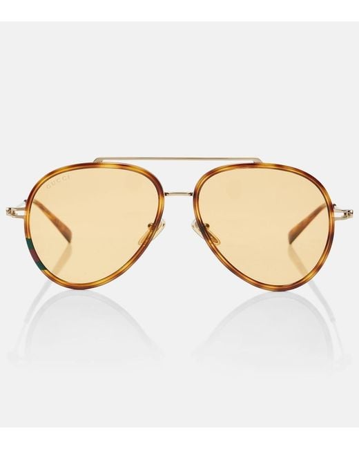 Gucci Brown Gg Tiny Aviator Sunglasses