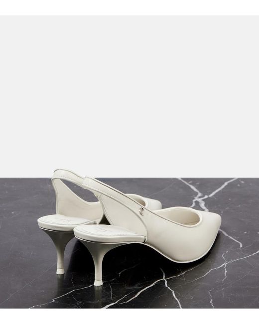 Christian Louboutin White Sporty Kate Sling 55 Leather Slingback Pumps