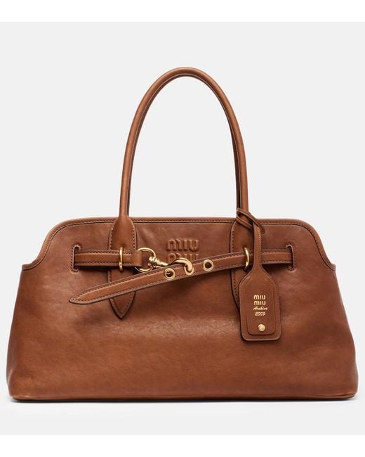 Miu Miu Brown Aventure Large Leather Tote Bag