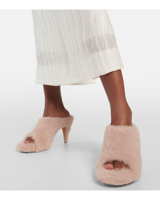 Khaite Natural Marion Shearling Mules