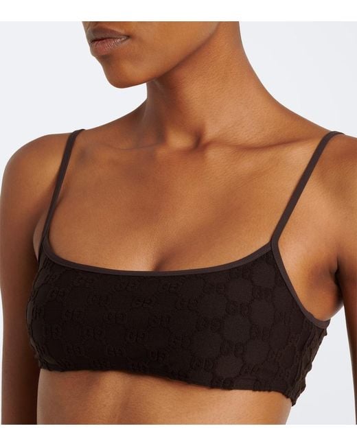 Gucci Black Gg Terry-Trimmed Jersey Bikini