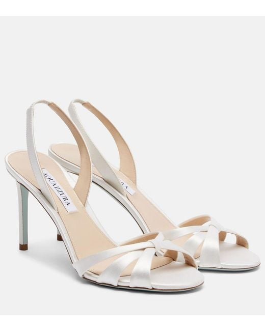 Aquazzura Natural Tati 85 Satin Slingback Sandals