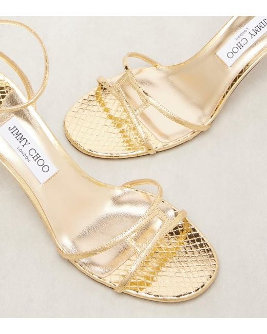 Jimmy Choo Natural 1998 Leo 65 Metallic Leather Sandals