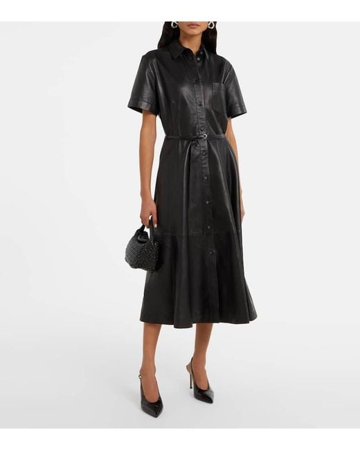 Altuzarra Black Kiera Leather Shirt Dress