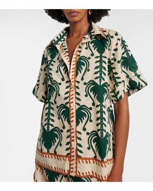 Johanna Ortiz Green Printed Cotton Shirt