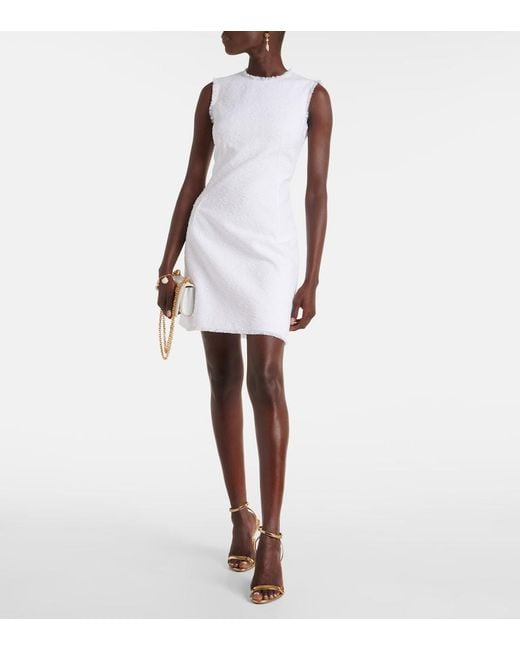 Dolce & Gabbana White Capri Cotton-Blend Tweed Minidress