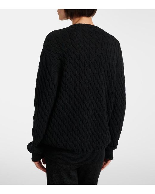 The Row Black Orus Cable-Knit Cotton And Linen Sweater