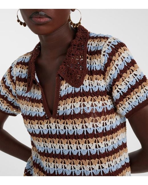 Anna Kosturova Brown Crochet Cotton Polo Dress