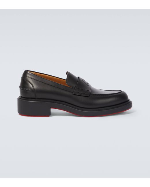 Christian Louboutin Black Monogram Leather Loafers for men