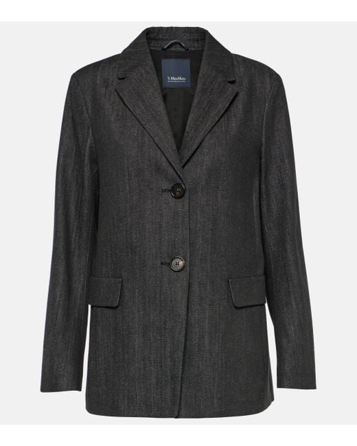 Max Mara Murano Chambray Blazer in Black Lyst UK