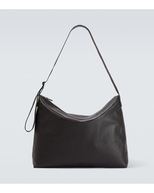 Lemaire Black Folio Large Leather Shoulder Bag for men