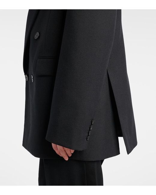 Blazer Cruzado En Lona De Lana Saint Laurent de color Black