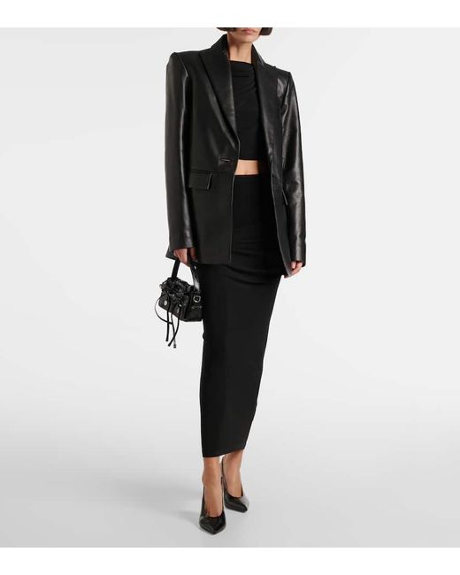 Alex Perry Black Oversized Leather Blazer