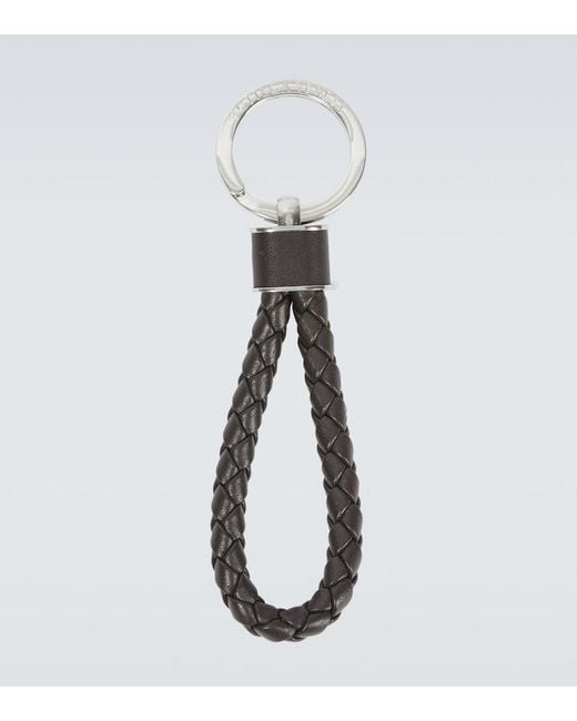 Bottega Veneta White Leather Keychain for men