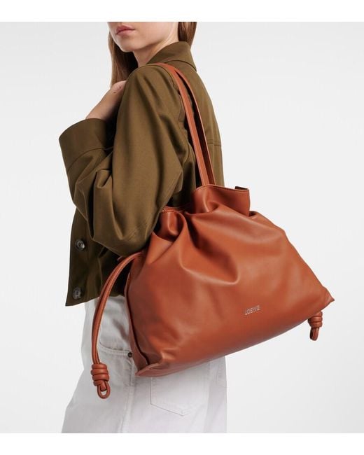 Loewe Brown Flamenco Large Leather Clutch