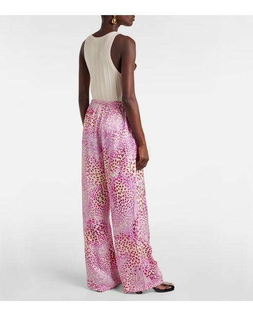Dries Van Noten Pink Jacquard Wide-Leg Pants