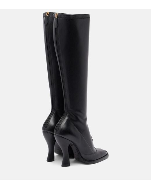 Etro Black Studded Leather Knee-High Boots