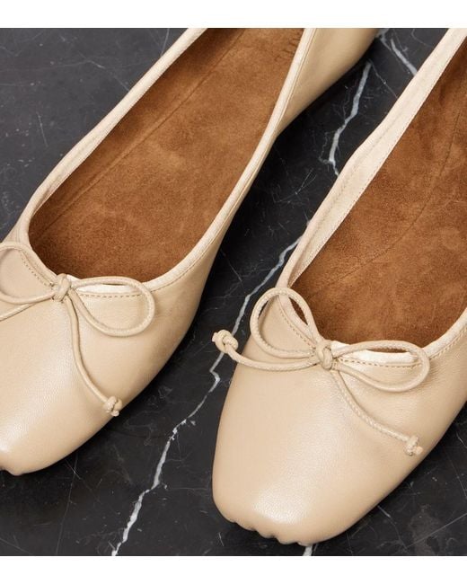 Khaite Natural Charlotte Leather Ballet Flats
