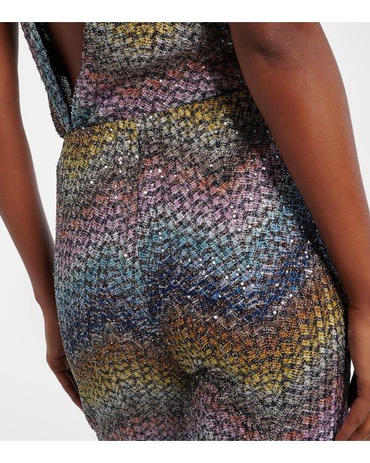 Missoni Blue Sequined Lame Flared Pants