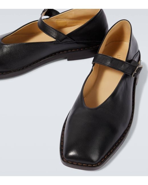 Chaussures plates en cuir Lemaire pour homme en coloris Black