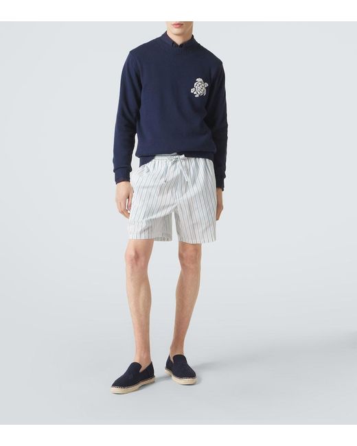Vilebrequin Blue Jacquard Cotton And Cashmere Sweater for men