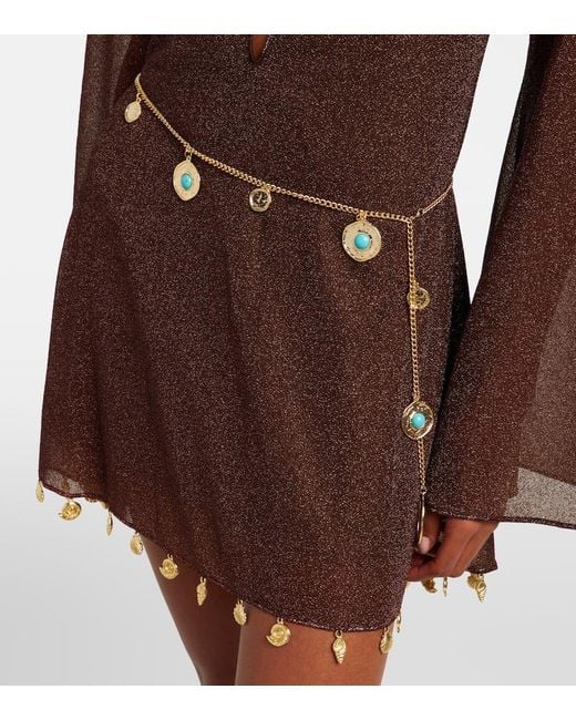 Oseree White Embellished Chain Belt