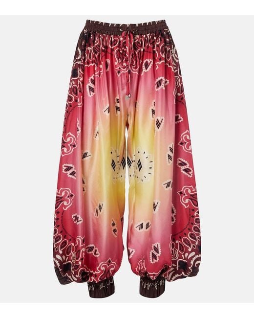 The Attico Red Printed Silk Balloon Pants