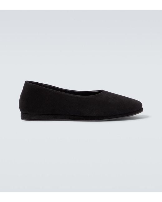 Saman Amel Black City Suede Slip-On Shoes for men