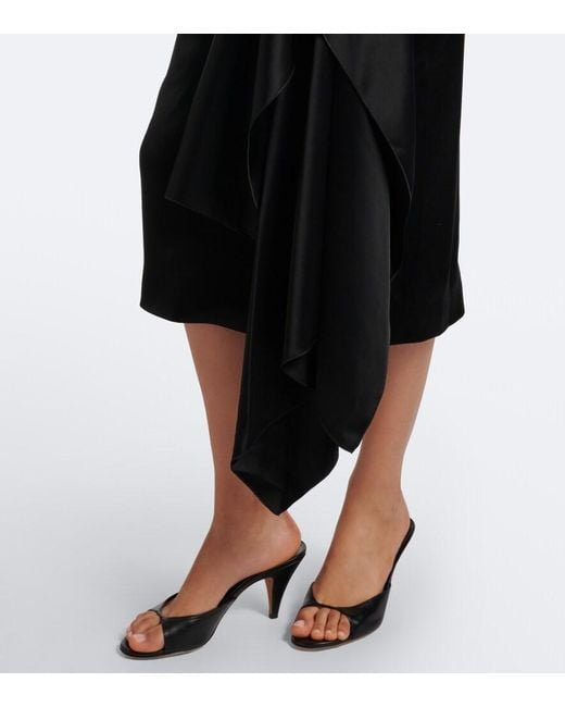Roksanda Black Zoa Draped Satin Midi Dress