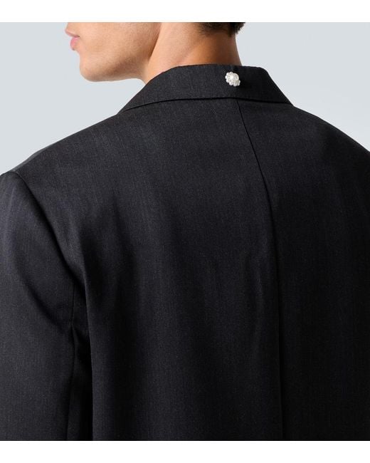 Simone Rocha Black Embellished Double-Breasted Blazer for men