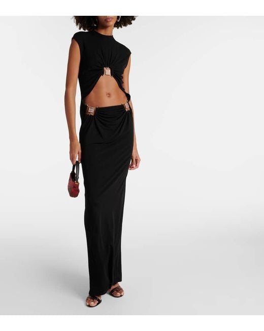 Christopher Esber Black Embellished Cutout Jersey Maxi Dress