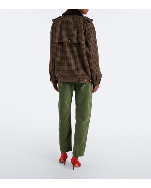 Blazé Milano Green Sorraia Cotton Corduroy Barrel-Leg Pants