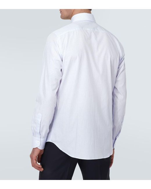 Camicia in cotone a quadri di Canali in White da Uomo