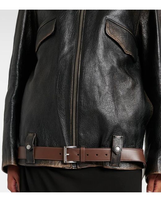 Giacca Di Pelle di Prada in Black