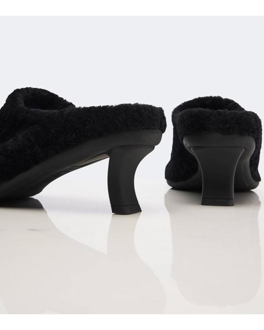 Loewe Black Dive Shearling Mules