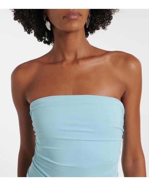 Jonathan Simkhai Blue Emma Gathered Bustier Gown