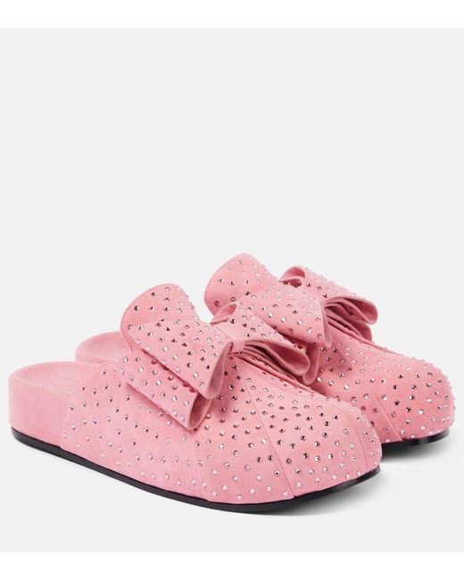 Mach & Mach Pink Le Cadeau Embellished Suede Clogs