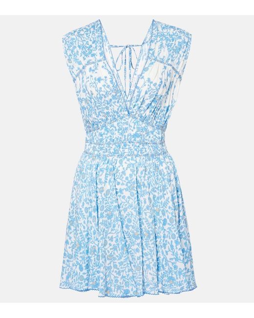 Abito Corto Ciao Con Stampa Floreale di Poupette in Blue