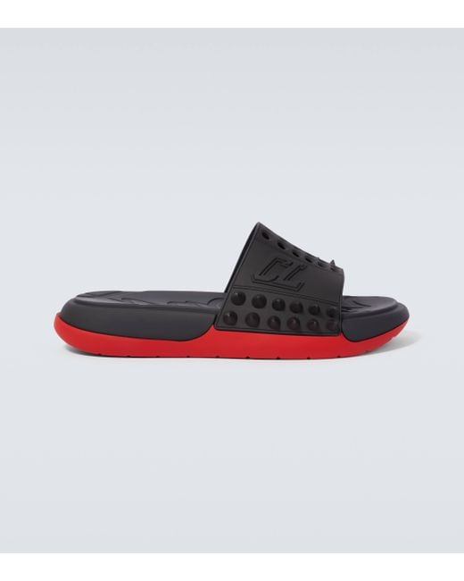 Christian Louboutin Red Take It Easy Spiked Slides for men