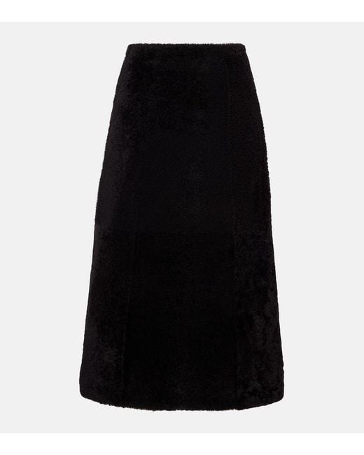 Yves Salomon Black Shearling Maxi Skirt