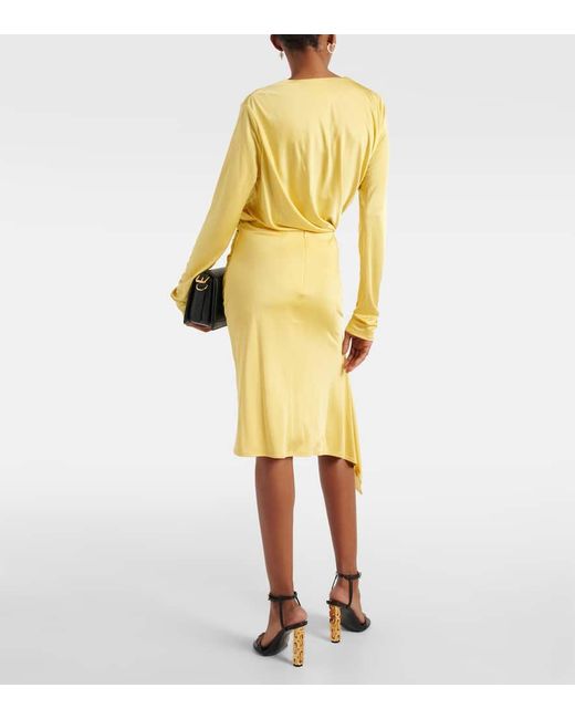 Falda midi de jersey drapeada Givenchy de color Yellow