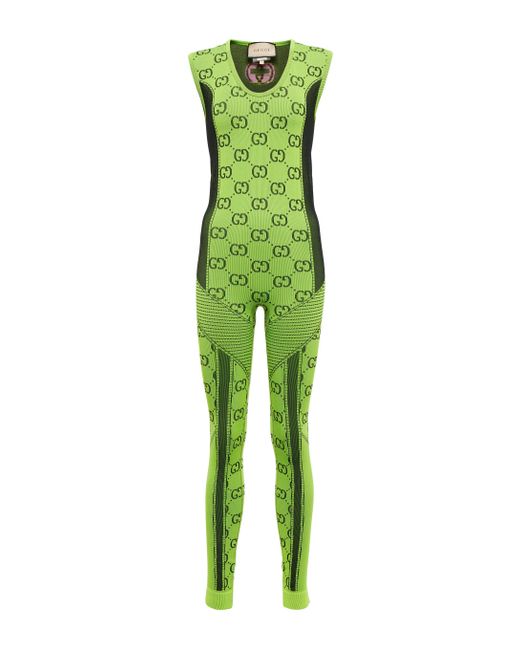 Gucci Green Logo Jacquard Bodysuit