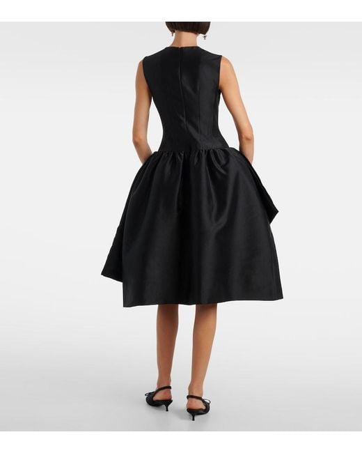 ShuShu/Tong Black Bow-Detail Midi Dress