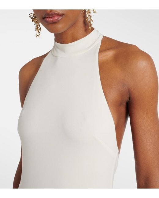 Bananhot White Carrie Halterneck Jersey Maxi Dress