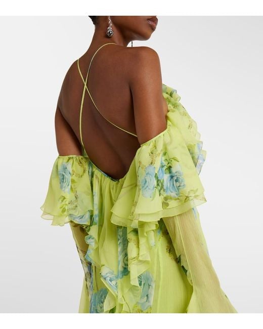 Blumarine Green Robe Aus Seiden-Crepe