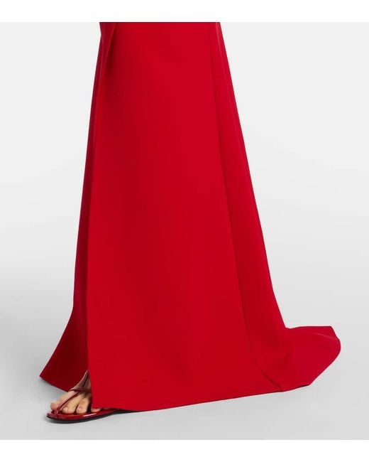 Elie Saab Red Bow-Detail Halterneck Silk-Blend Cady Gown